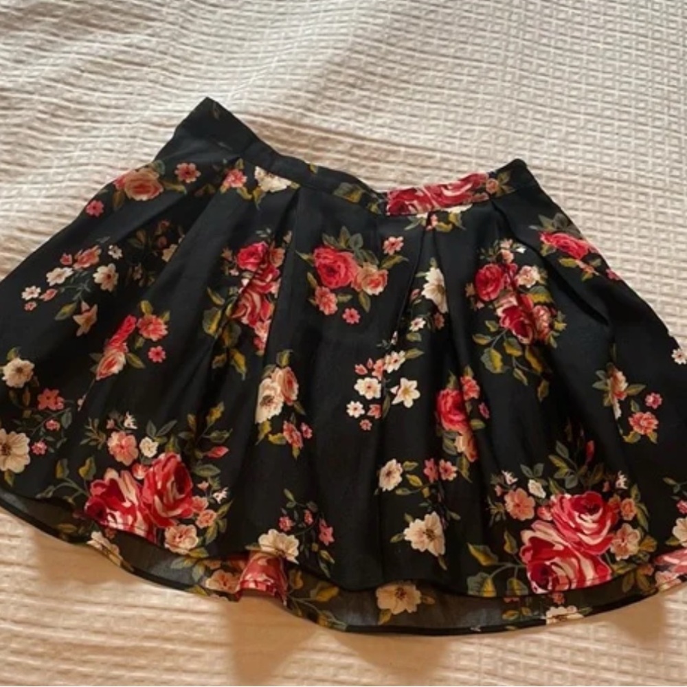 Floral Black Skirt